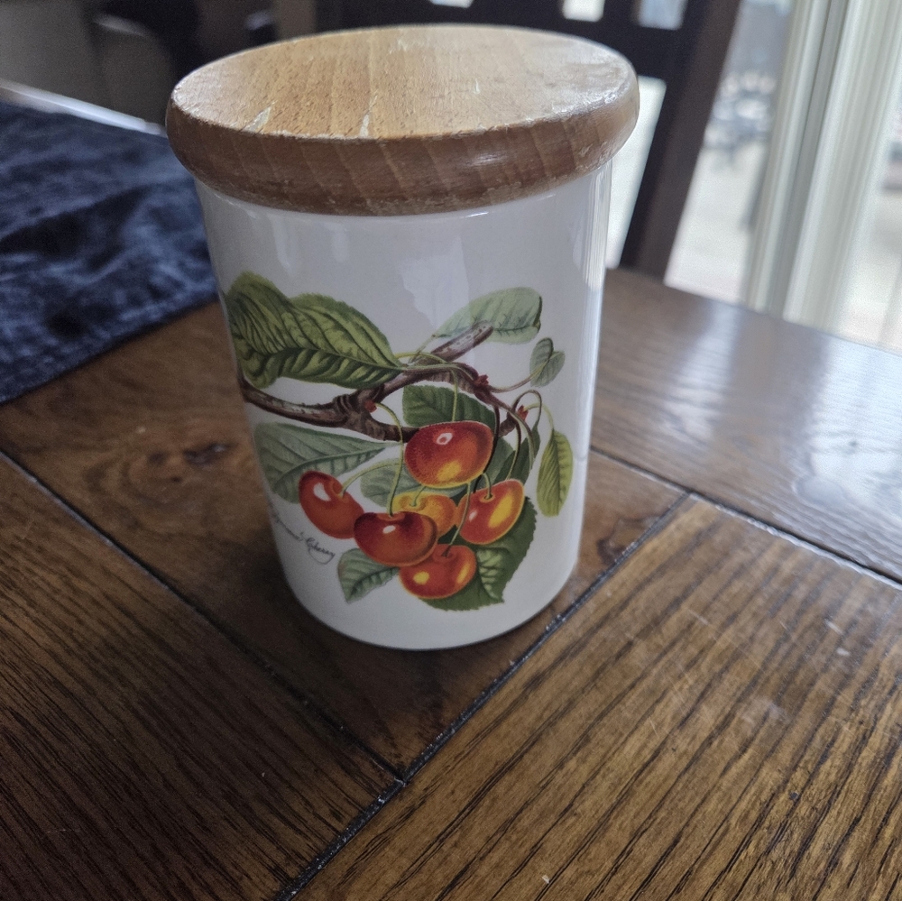 Vintage Pomona By Portmeirion Ceramic Cherry Wood Lidded Storage Container